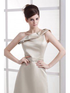Satin One-Shoulder Floor Length A-line Bridesmaid Dress with Ruffle