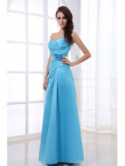 Satin Sweetheart Ankle-Length A-line Bridesmaid Dress with Flower and Sash