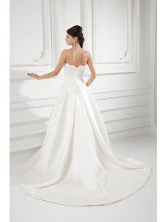 Satin Strapless A-line Sweep Train Wedding Dress