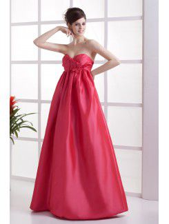 Taffeta Sweetheart Floor Length A-line Bridesmaid Dress with Flowers