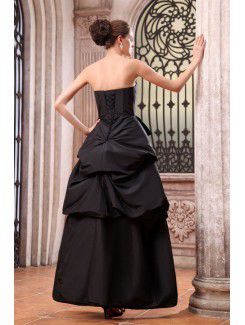 Taffeta Strapless Ankle-Length A-line Bridesmaid Dress with Ruffle