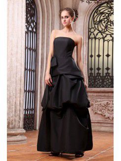 Taffeta Strapless Ankle-Length A-line Bridesmaid Dress with Ruffle