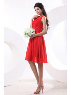 Chiffon V-Neckline Knee-Length A-line Bridesmaid Dress