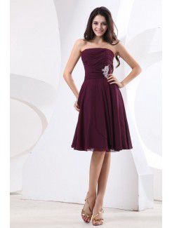 Chiffon Strapless Knee-Length A-line Bridesmaid Dress