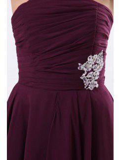 Chiffon Strapless Knee-Length A-line Bridesmaid Dress