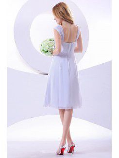 Chiffon Straps Knee-Length A-line Bridesmaid Dress