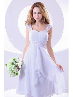 Chiffon Straps Knee-Length A-line Bridesmaid Dress