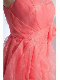 Chiffon One-Shoulder Ankle-Length A-line Bridesmaid Dress with Hand-made Flower