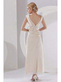 Satin Straps Ankle-Length A-line Bridesmaid Dress with Ruffle and Jacket