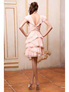 Chiffon V-Neckline Knee-Length A-Line Bridesmaid Dress with Ruffle