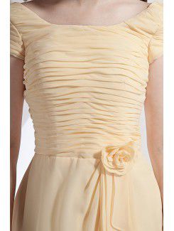Chiffon Bateau Knee-Length A-line Bridesmaid Dress with Flower