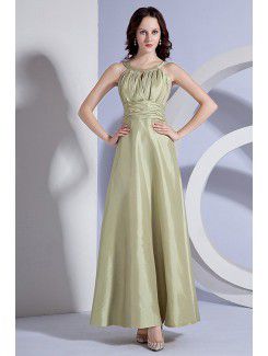 Taffeta Jewel Ankle-Length A-Line Bridesmaid Dress with Pleat