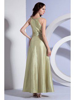 Taffeta Jewel Ankle-Length A-Line Bridesmaid Dress with Pleat