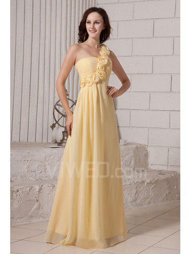 Chiffon One-Shoulder Floor Length Column Bridesmaid Dresss