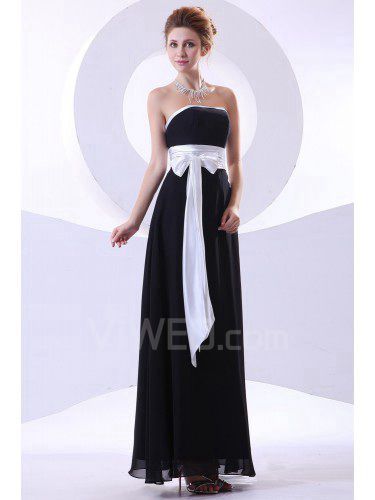 Chiffon Strapless Ankle-Length Column Bridesmaid Dress with Sash