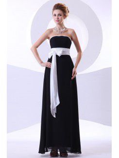 Chiffon Strapless Ankle-Length Column Bridesmaid Dress with Sash
