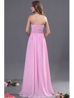 Chiffon Sweetheart Floor Length Column Bridesmaid Dress with Hand-made Flower