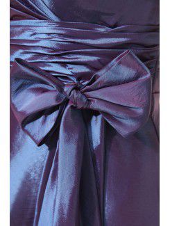 Taffeta V-Neckline Knee-Length A-line Bridesmaid Dress with Bow