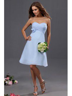 Chiffon Sweetheart Knee-Length A-line Bridesmaid Dress with Flower