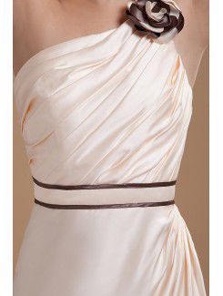 Satin One-Shoulder Knee-Length Sheath Bridesmaid Dress