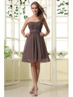 Chiffon Strapless Knee-Length A-line Bridesmaid Dress with Ruffle