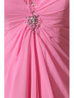 Chiffon V-Neckline Floor Length Column Bridesmaid Dress with Ruffle and Sequins