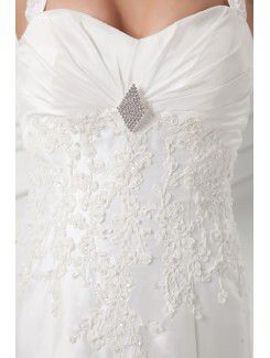 Taffeta Sweetheart A-line Sweep Train Embroidered Wedding Dress