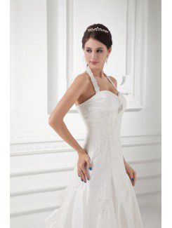 Taffeta Sweetheart A-line Sweep Train Embroidered Wedding Dress