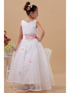 Taffeta and Organza Jewel Ankle-Length Ball Gown Flower Girl Dress