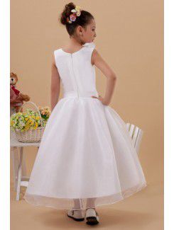 Satin and Organza Jewel Ankle-Length A-line Flower Girl Dress