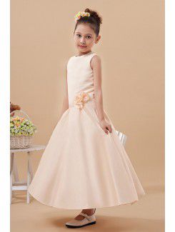 Satin Jewel Ankle-Length A-line Flower Girl Dress