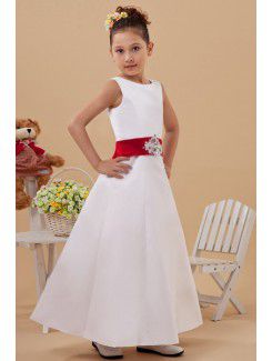 Satin Jewel Ankle-Length A-Line Flower Girl Dress with Sequins
