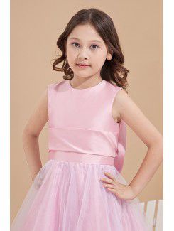 Satin and Mesh Jewel Ankle-Length Ball Gown Flower Girl Dress