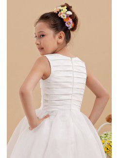 Tulle Jewel Ankle-Length Ball Gown Flower Girl Dress with Bow