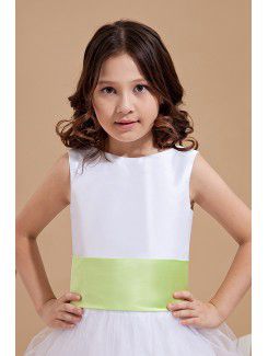 Tulle Jewel Tea-Length A-Line Flower Girl Dress with Bow