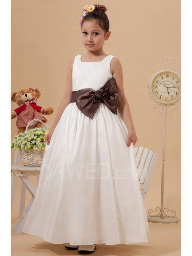 Taft square fotsida balklänning blomma flicka klänning med rosett