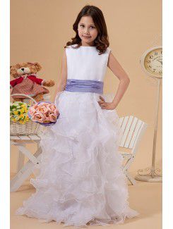 Tulle Jewel Floor Length A-line Flower Girl Dress