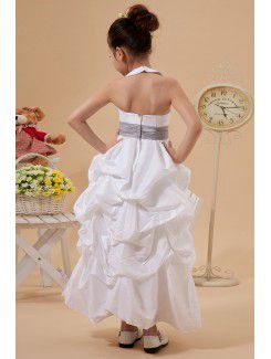 Taffeta Halter Ankle-Length A-Line Flower Girl Dress