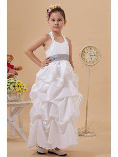 Taffeta Halter Ankle-Length A-Line Flower Girl Dress