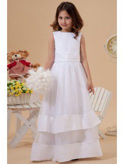 Organza and Satin Jewel Ankle-Length A-Line Flower Girl Dress with Bow