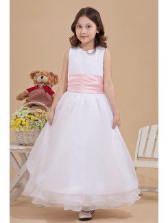 Tulle Jewel Ankle-Length A-line Flower Girl Dress with Ruffle