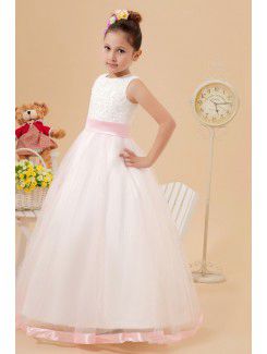 Organza Jewel Ankle-Length A-Line Flower Girl Dress with Embroidered
