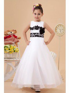 Satin and Tulle Jewel Ankle-Length A-Line Flower Girl Dress