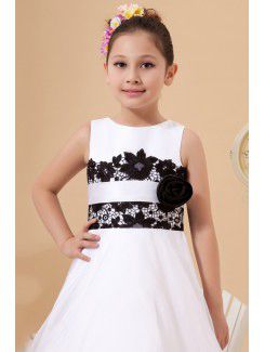 Satin and Tulle Jewel Ankle-Length A-Line Flower Girl Dress