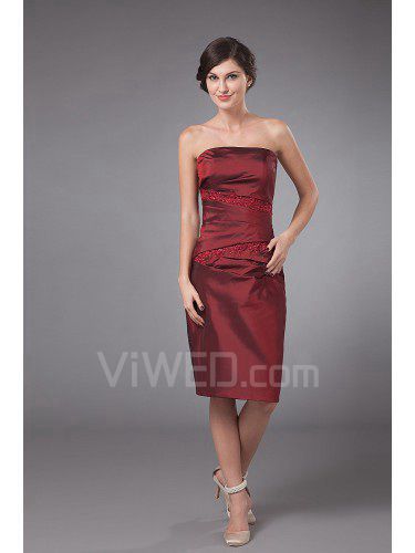 Taffeta Strapless Knee-length Sheath Mother Of The Bride Dress with Jacket