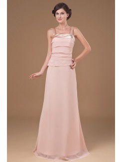 Chiffon Straps Floor Length A-line Mother Of The Bride Dress