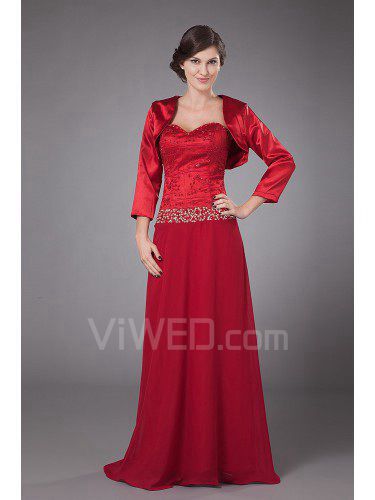 Charmeuse and Chiffon Sweetheart Floor Length A-line Mother Of The Bride Dress with Jacket