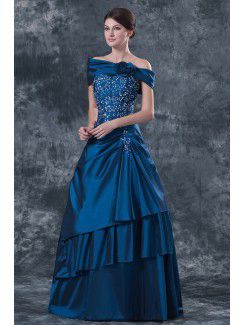 Taffeta Strapless Floor Length Ball Gown Mother Of The Bride Dress with Sequins