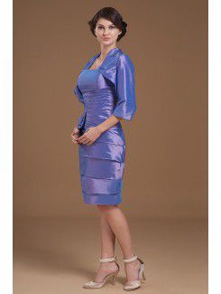 Taffeta Strapless Knee-Length Sheath Mother Of The Bride Dress with Ruffle and Jacket