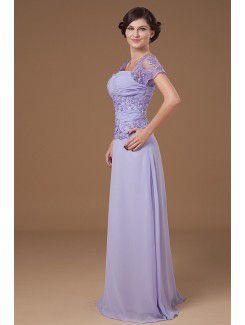 Chiffon Sweetheart Floor Length A-line Mother Of The Bride Dress with Short Sleeves